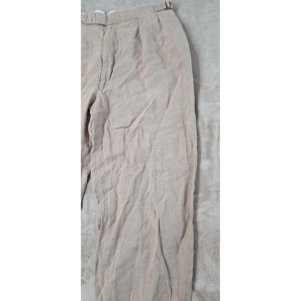 Vintage Polo Ralph Lauren Linen Blend Pants Men 32x28 Beige Pleared Cuffed Hem